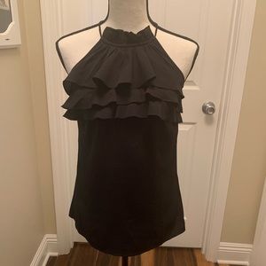 Black ruffled halter top